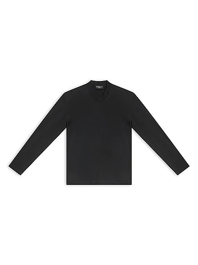 Balenciaga Tab Fitted V-neck Long Sleeve T-shirt