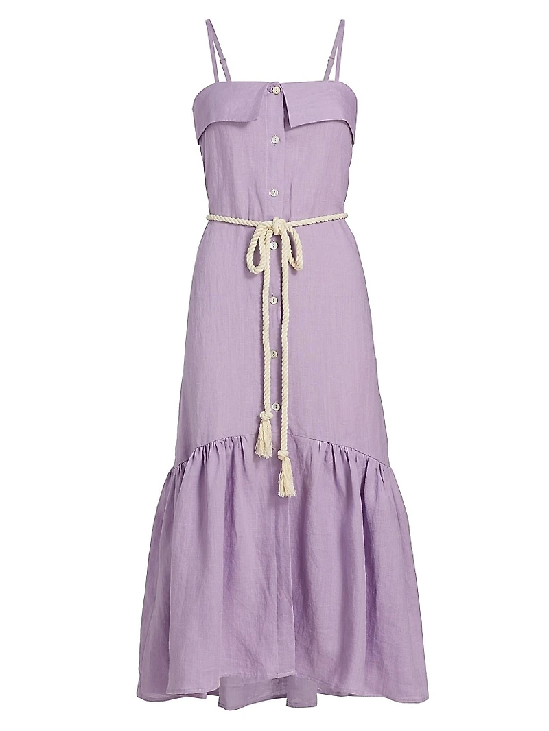 Ember Belted Linen Midi-Dress