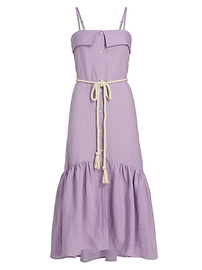 Ember Belted Linen Midi-Dress