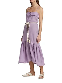 Ember Belted Linen Midi-Dress