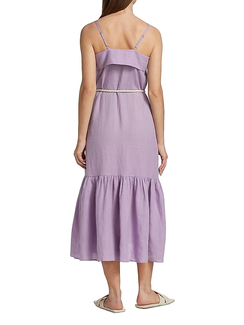 Ember Belted Linen Midi-Dress