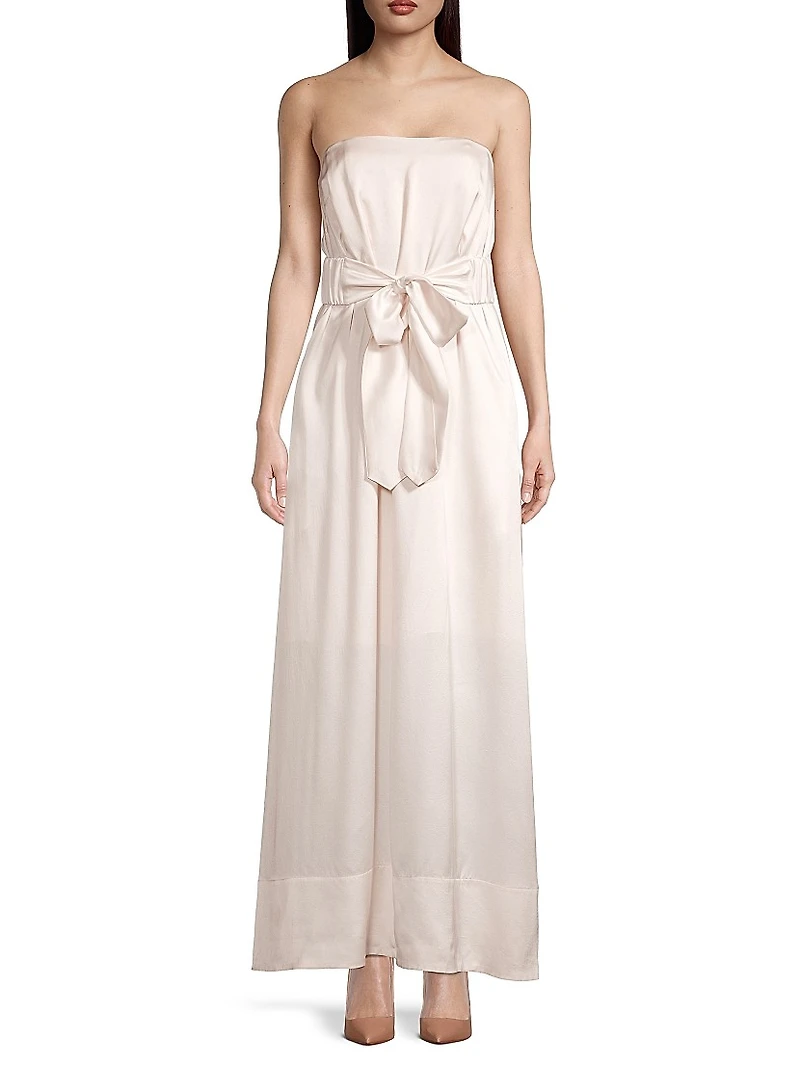 Cursive Tie-Waist Silk Dress