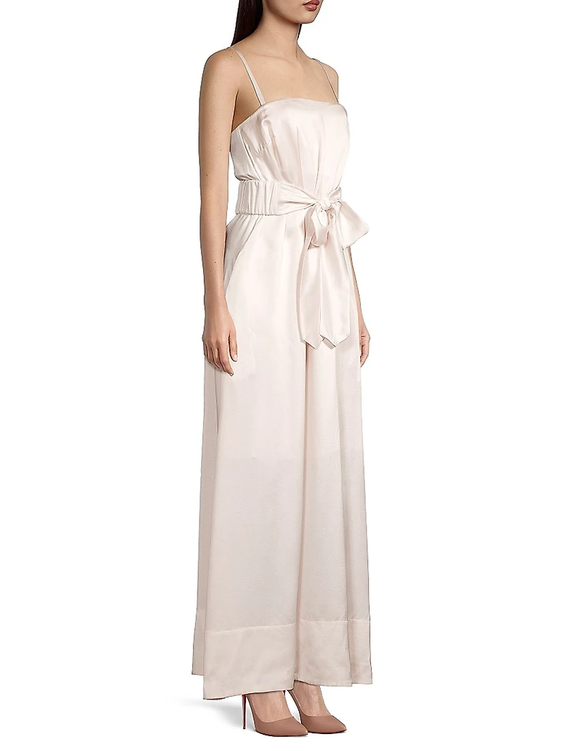 Cursive Tie-Waist Silk Dress