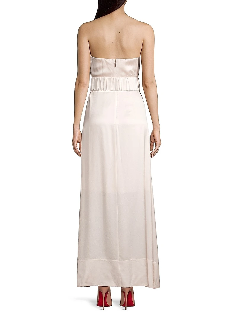 Cursive Tie-Waist Silk Dress