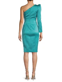 Satin One-Shoulder Sheath Dress
