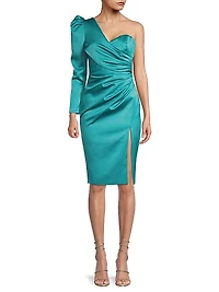 Satin One-Shoulder Sheath Dress