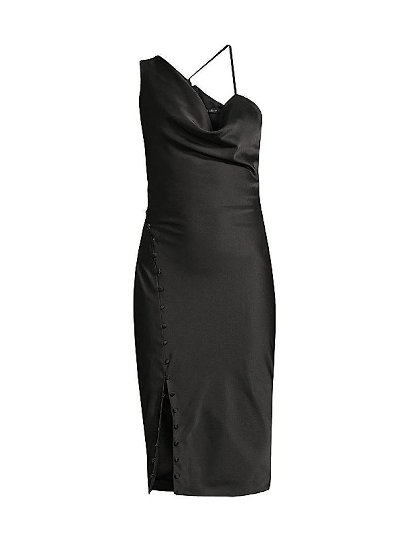 One-Shoulder Satin Cocktail Dress