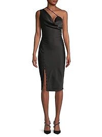 One-Shoulder Satin Cocktail Dress