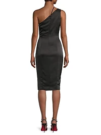 One-Shoulder Satin Cocktail Dress