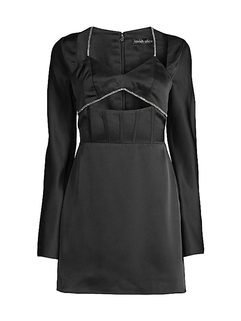 Velvet Satin Cut-Out Minidress