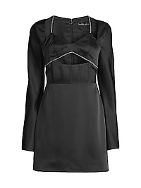 Velvet Satin Cut-Out Minidress