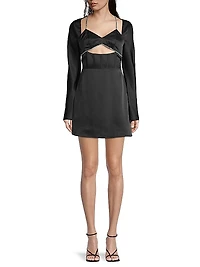 Velvet Satin Cut-Out Minidress