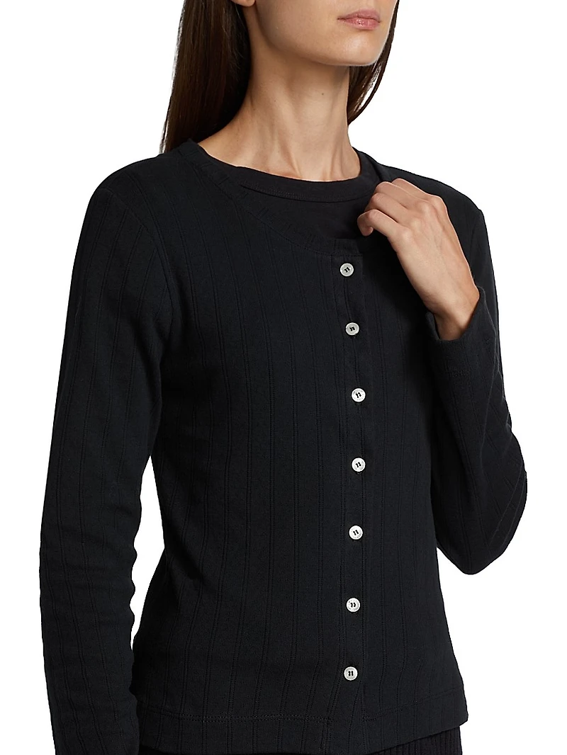 Pointelle-Knit Cotton Cardigan