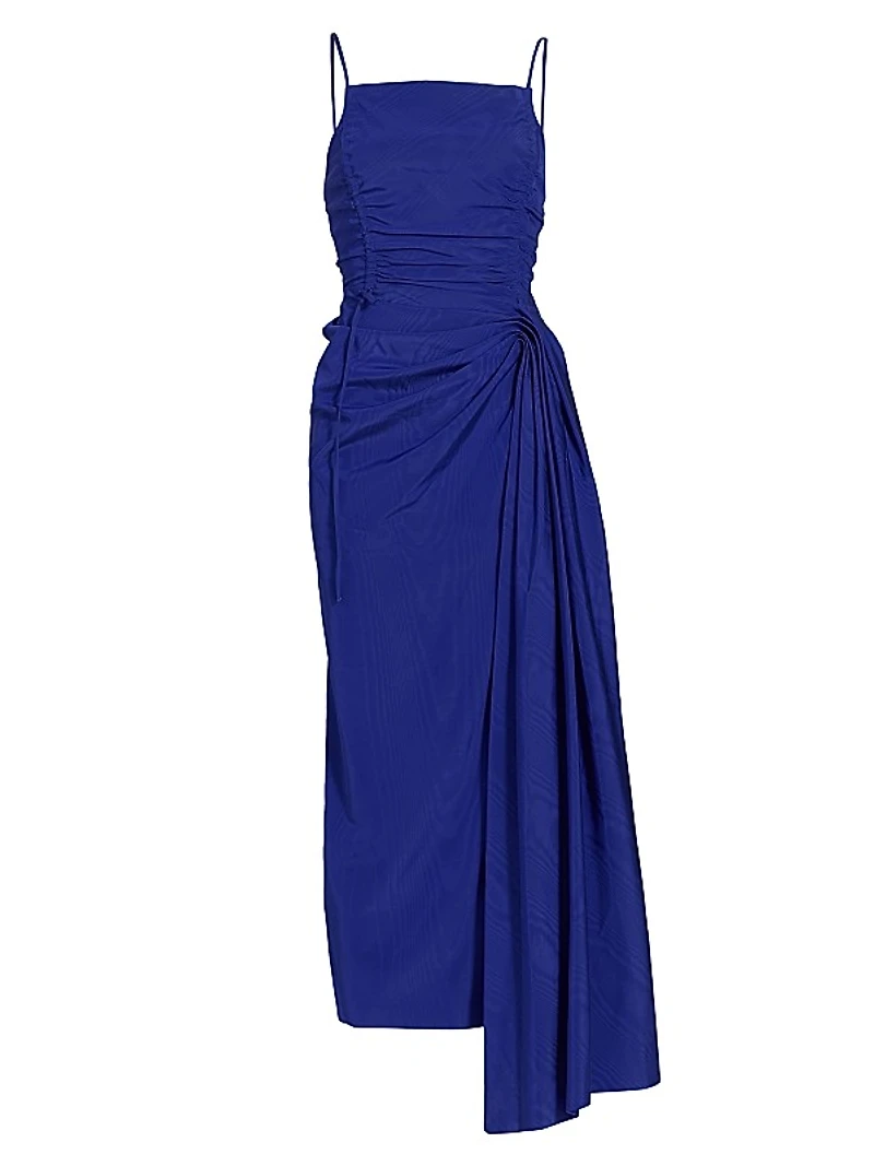 Draped Ruched Midi-Dress