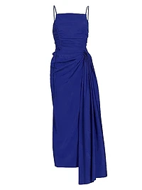 Draped Ruched Midi-Dress