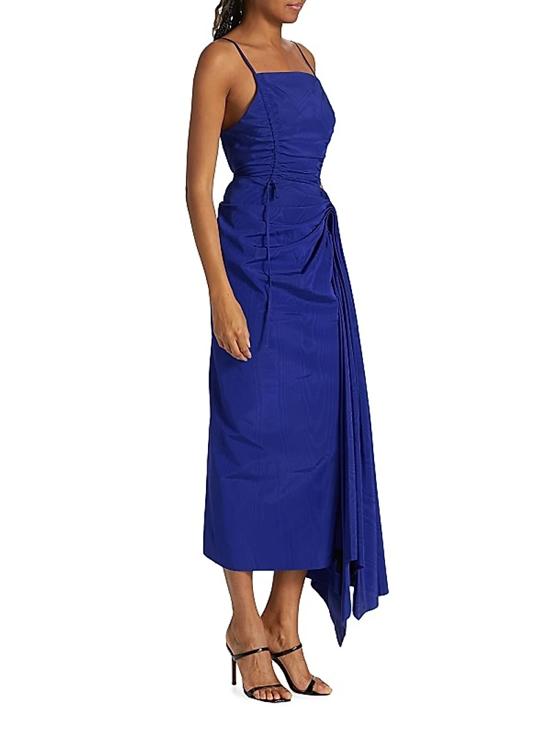 Draped Ruched Midi-Dress