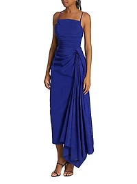 Draped Ruched Midi-Dress