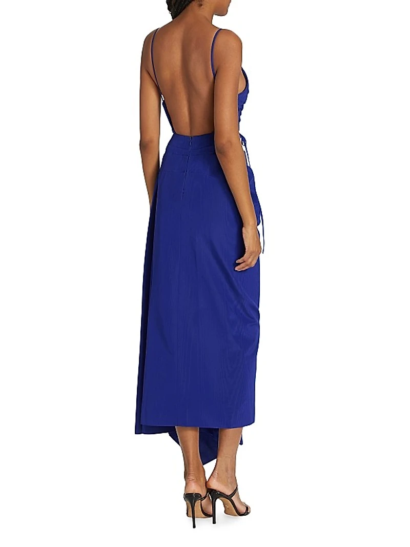 Draped Ruched Midi-Dress