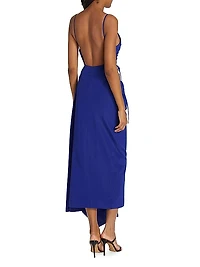 Draped Ruched Midi-Dress