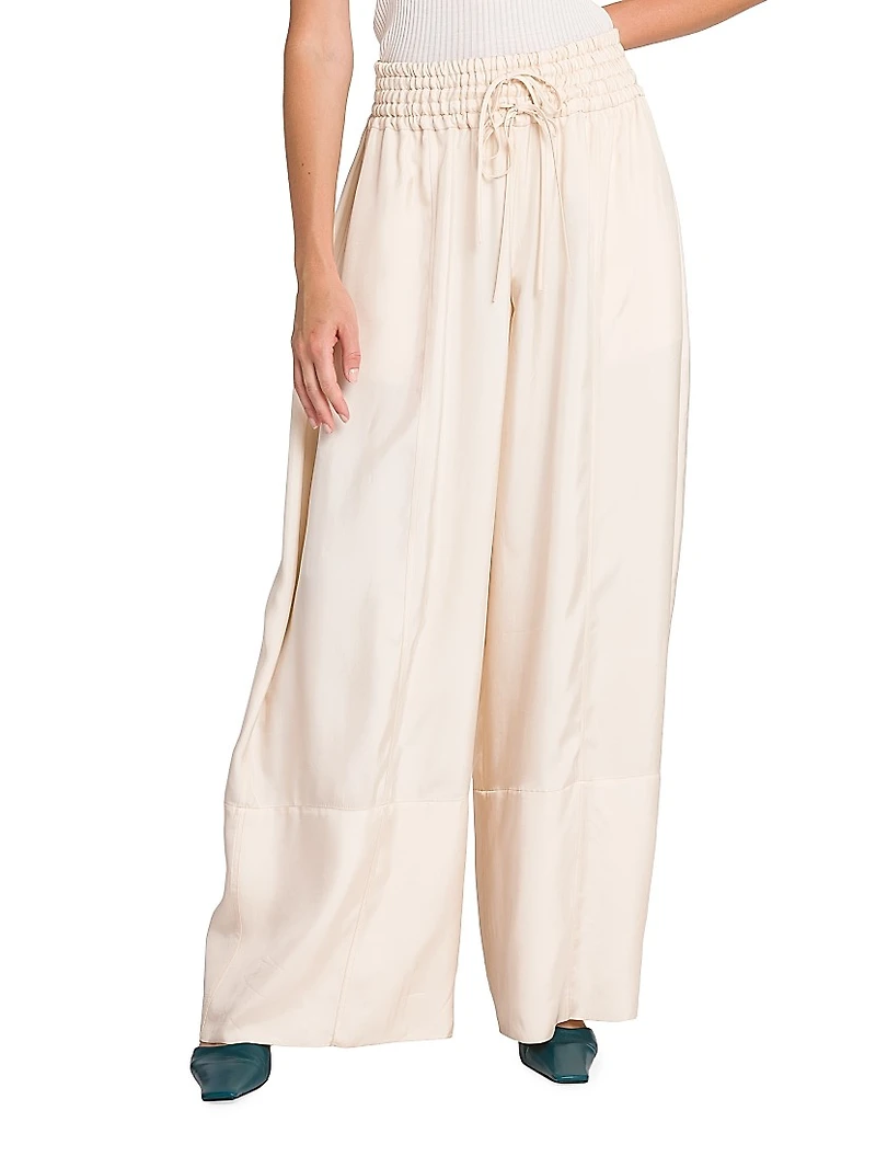 Elasticized Wide-Leg Pants