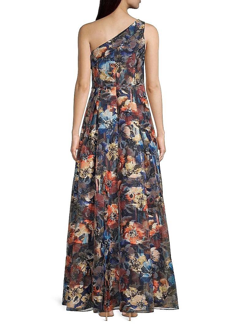 One-Shoulder Floral Ball Gown