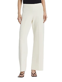 Compact Knit Wide-Leg Pants