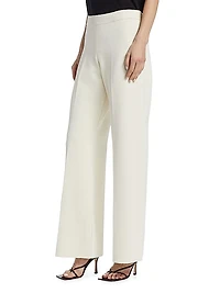 Compact Knit Wide-Leg Pants
