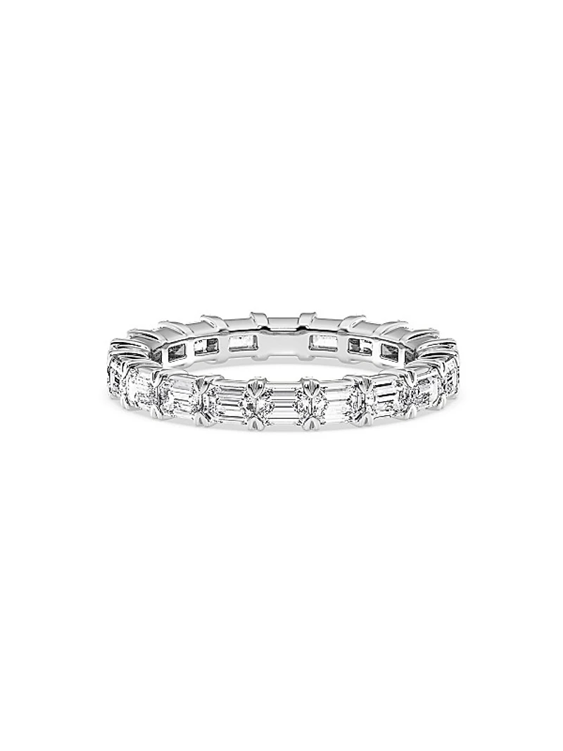 14K White Gold & 2 TCW Emerald-Cut Natural Diamond Eternity Band