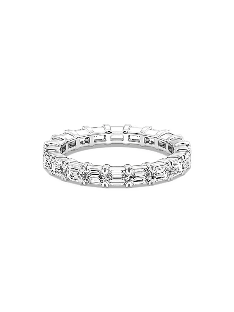 14K White Gold & 2 TCW Emerald-Cut Natural Diamond Eternity Band