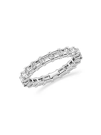 14K White Gold & 2 TCW Emerald-Cut Natural Diamond Eternity Band
