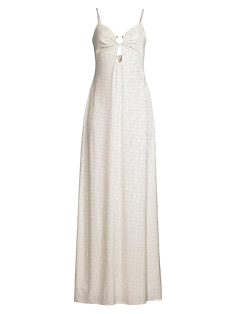 Keyhole Cutout Crystal-Studded Gown