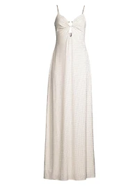 Keyhole Cutout Crystal-Studded Gown