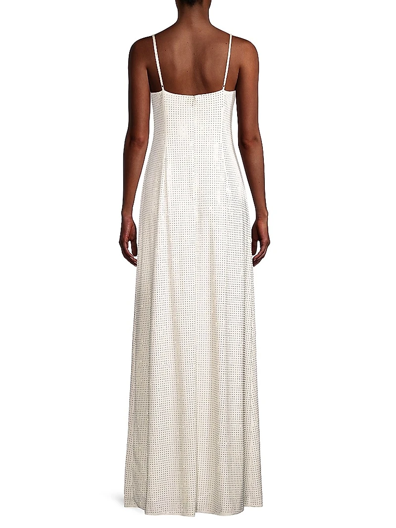 Keyhole Cutout Crystal-Studded Gown