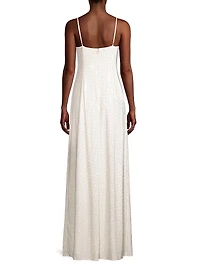 Keyhole Cutout Crystal-Studded Gown