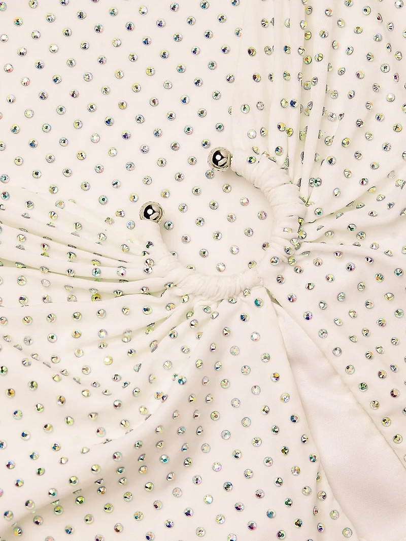 Keyhole Cutout Crystal-Studded Gown