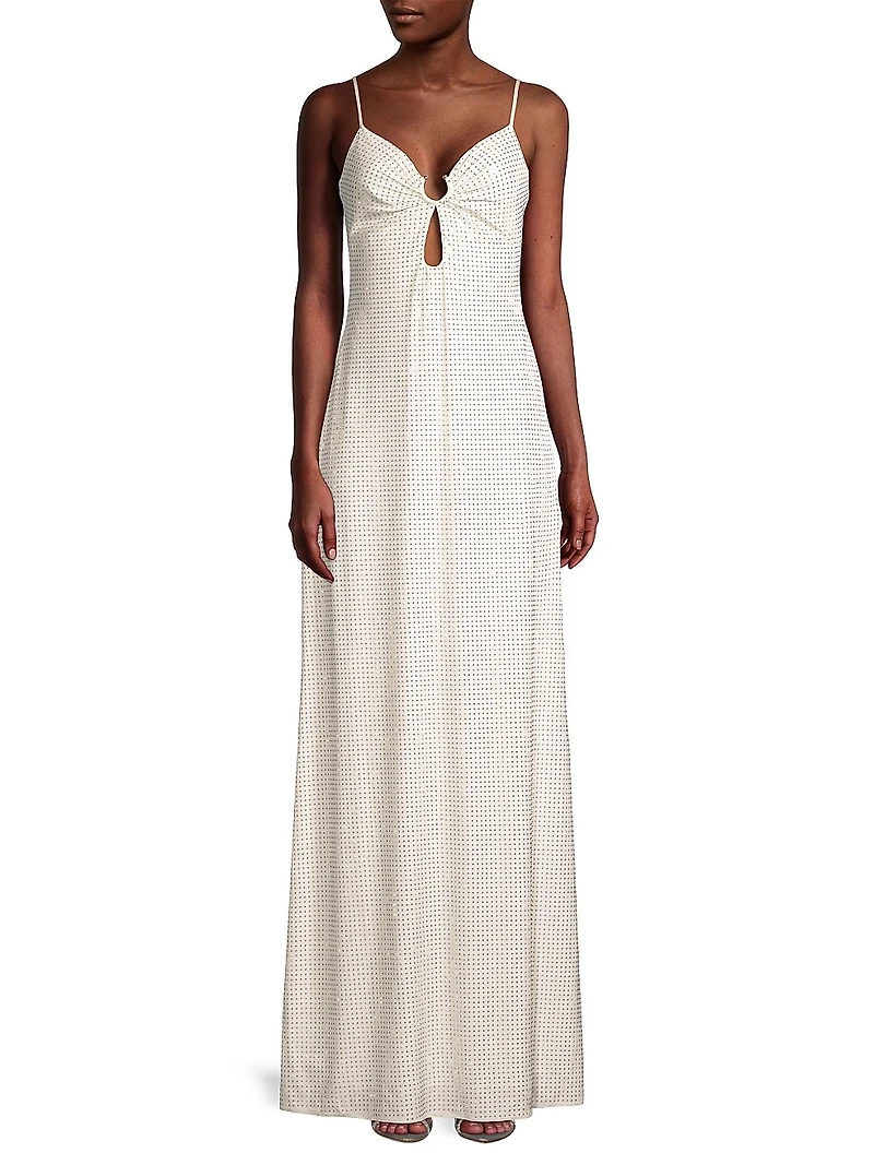 Keyhole Cutout Crystal-Studded Gown