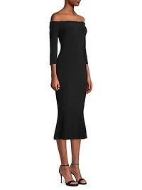 Off-The-Shoulder Fishtail Midi-Dress