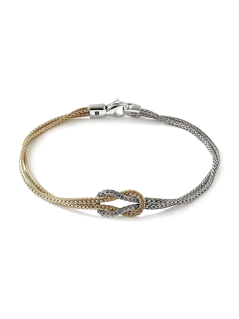 Love Knot 14K Yellow Gold & Sterling Silver Double-Chain Bracelet