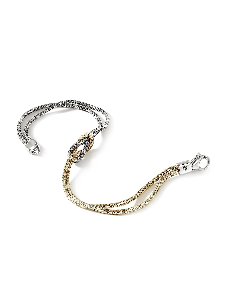 Love Knot 14K Yellow Gold & Sterling Silver Double-Chain Bracelet