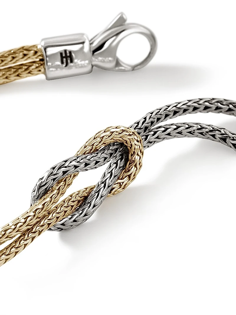Love Knot 14K Yellow Gold & Sterling Silver Double-Chain Bracelet