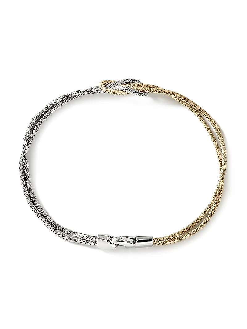Love Knot 14K Yellow Gold & Sterling Silver Double-Chain Bracelet