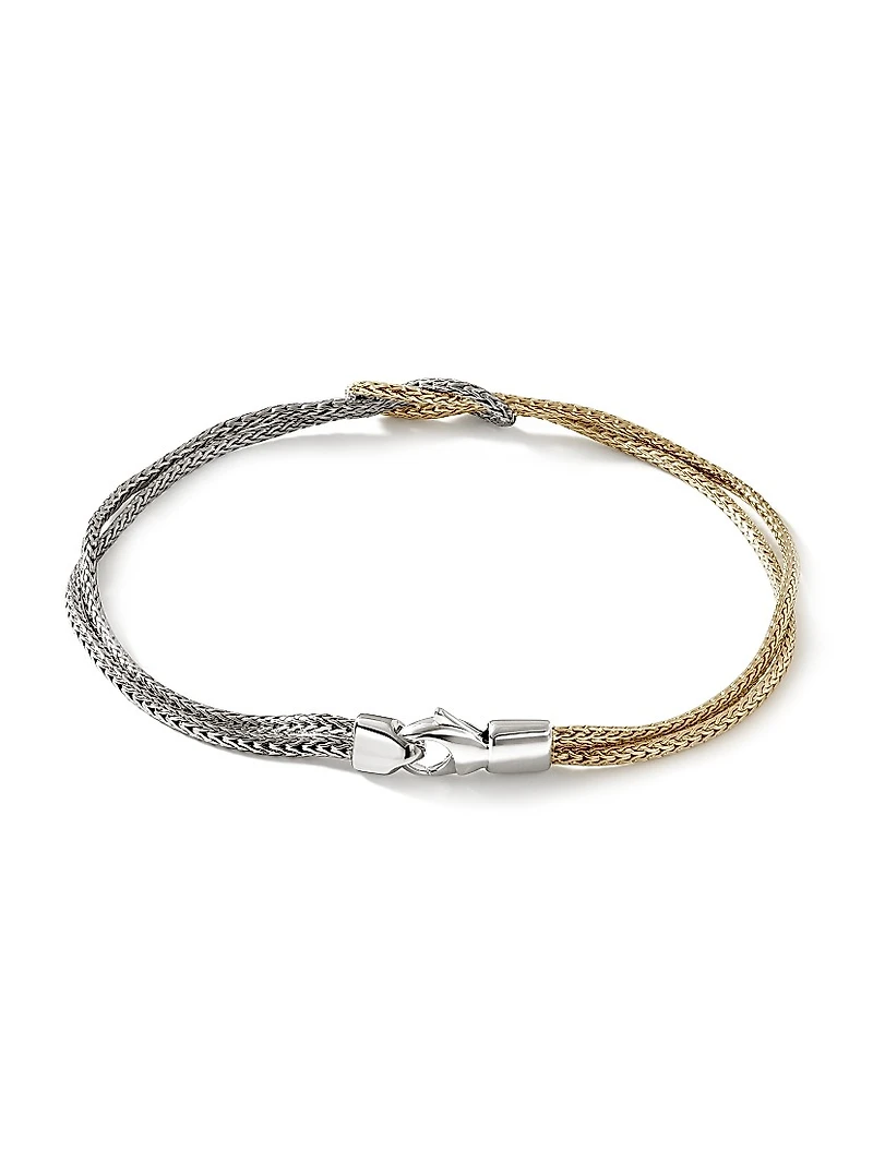 Love Knot 14K Yellow Gold & Sterling Silver Double-Chain Bracelet
