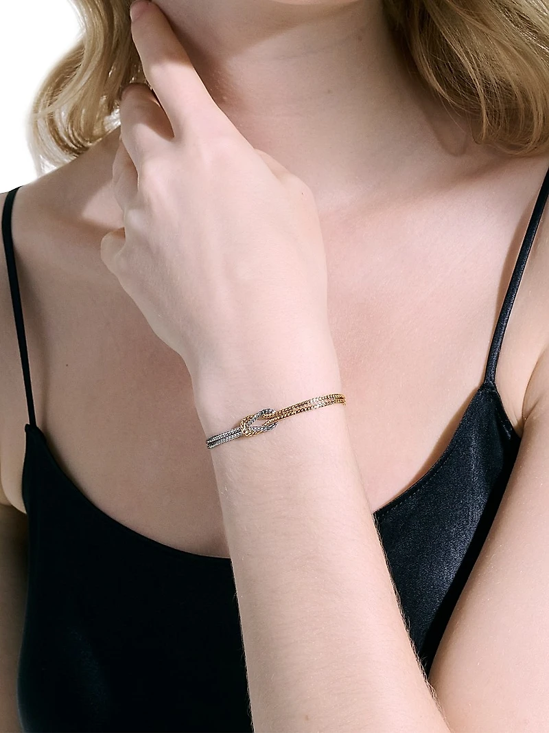 Love Knot 14K Yellow Gold & Sterling Silver Double-Chain Bracelet
