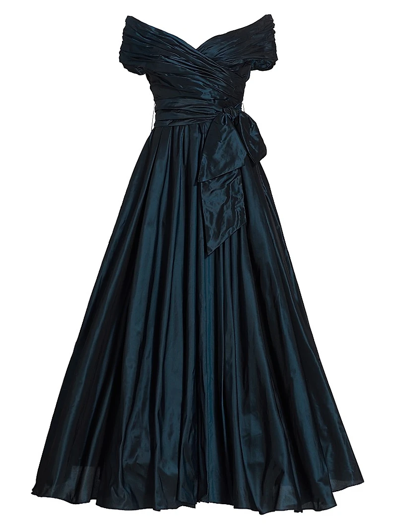 Annabelle Taffeta Off-The-Shoulder Gown