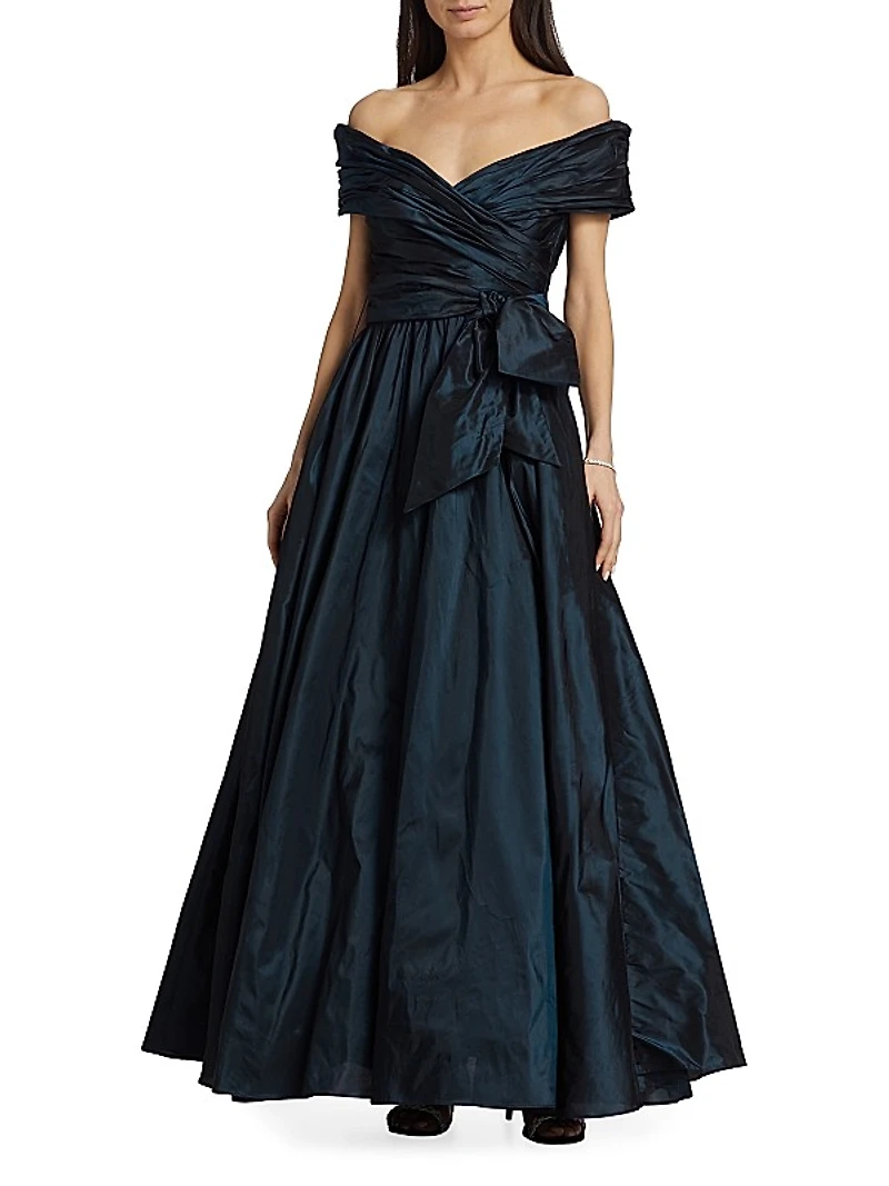 Annabelle Taffeta Off-The-Shoulder Gown