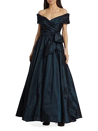 Annabelle Taffeta Off-The-Shoulder Gown