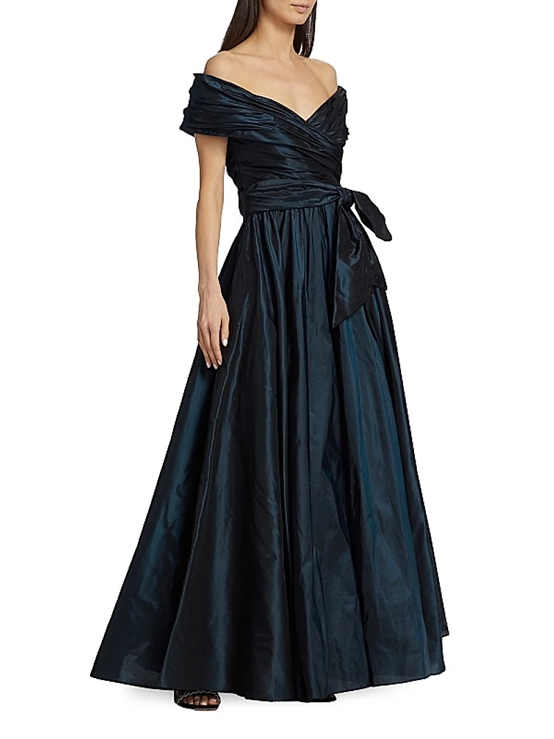 Annabelle Taffeta Off-The-Shoulder Gown