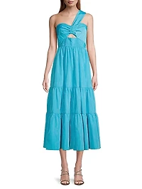 Patio Tieres Stretch Crepe & Taffeta Midi-Dress