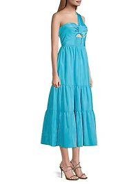 Patio Tieres Stretch Crepe & Taffeta Midi-Dress