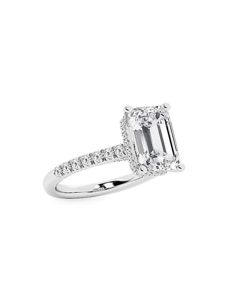 14K White Gold & 5 TCW Lab-Grown Diamond Engagement Ring